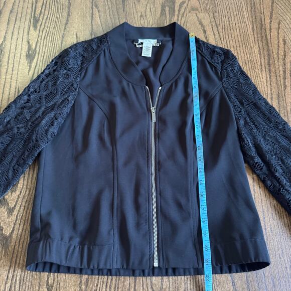 Cache Womens Black Lace Bomber Zip Up Jacket Lightweight Size 4 Small Rare - Picture 8 of 9